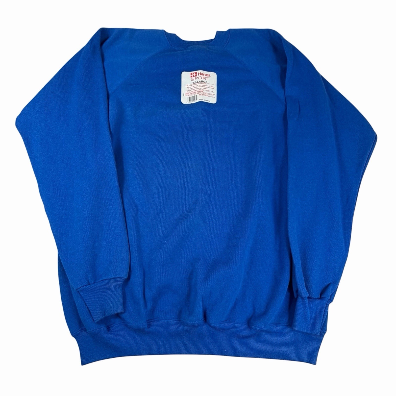 Vtg 80s 90s Hanes Sport Blank Crewneck Sweatshirt Blue 2xl Usa Made 50/50 Nos